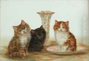 Kittens By A Vase by Bessie, Betsie Bamber
