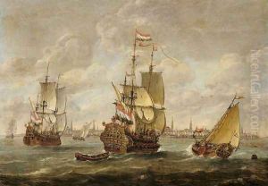 Hollandische Kriegsschiffe vor Amsterdam