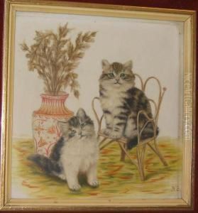 Two Kittens Before A Vase