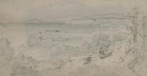2 Bll.: Blick Auf Den Golf Von Neapel - Steilkuste Bei Le Havre. by Friedrich Bamberger
