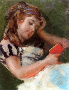 A Young Girl Reading by Mose Bianchi