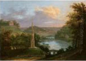 View Of The Park At Stourhead With Figures By The Monument View Of The Park At Stourhead With Figures By The Monument