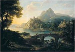 Claudian Landscape With A Castle, Abbey, Bridge And Mountains