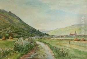 Extensive Country Valley Landscape by Elias Mollineaux Bancroft