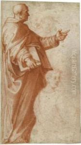Profile Study Of A Standing
Saint Holding A Book, With Subsidiary Studies Of Three Additional
Figures Profile Study Of A Standing
Saint Holding A Book, With Subsidiary Studies Of Three Additional
Figures