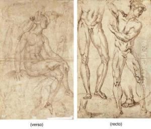 A Nude Gesturing To The Left, With Subsidiary Studies Of The Legsand Feet