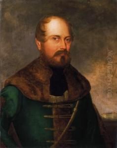 Portrait Of A Hungarian Nobleman, With A Castle In The Background