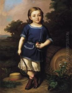 Little Boy With Coloured Ball (portrait Of Bela Erdelyi In His Younger Age)