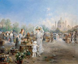 Mercato Dei Fiori Davanti Alla Chiesa Di San Carlo