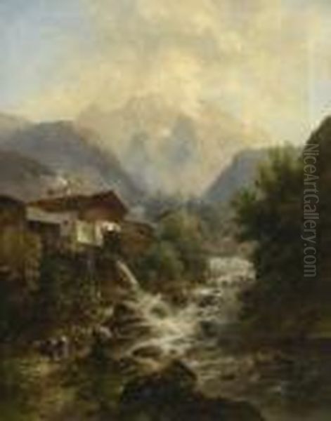 Bauernhauser Am
Gebirgsbach. - view 1