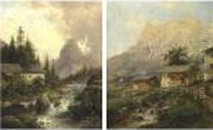 Cottages In The Alps: A Pair by Emil Barbarini