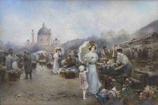 Blumenmarkt Auf Dem Wiener
 Karlsplatz. - view 1