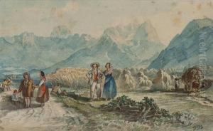 Erntelandschaft Mit Figurenstaffage