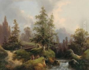 Two Women In A Mountain Landscape