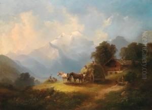 Heueinbringung Auf Der Alm