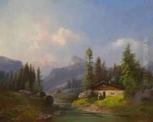 Almhutte Am Gebirgsbach.