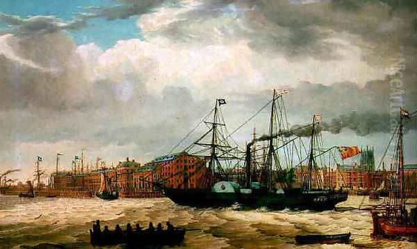 A paddle steamer and other shipping in the docks at Kingston upon Hull 1829 - view 1