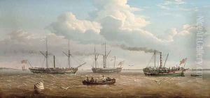 Three Paddle-Steamers, 'Kingston', 'Prince Frederick' and 'Calder' of Selby in Hull Roads, c.1823