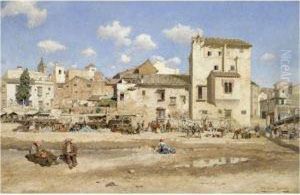 Calle In Un Pueblo (village Street Scene) by Mariano Barbasan Lagueruela