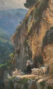 Pastora Con Cabras by Mariano Barbasan Lagueruela
