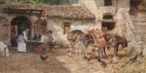 Vor Dem Wirtshaus. by Mariano Barbasan Lagueruela