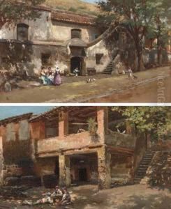 Young Girls In The Street; And Young Boys In The Street by Mariano Barbasan Lagueruela