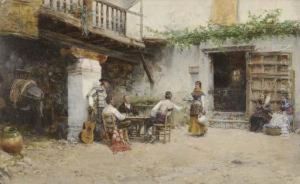The Card Players' Refreshments by Mariano Barbasan Lagueruela