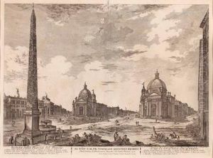 Ansicht Der Piazza Del Popolo In Rom by Jean Barbault
