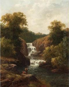 Mellincourt Falls; River Scene by Thomas Stanley Barber