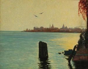 "laguna Di Venezia" 1924 Olio Su
Compensato Firmato E Datato In Basso A Destra, In Cornice by Ernesto Barbero