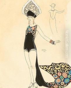 Costume Design With Woman In Headress by Georges Barbier