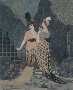 Two Women In Kimonos by Georges Barbier