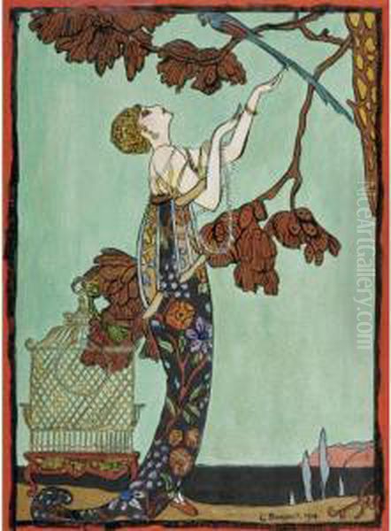 Woman With Parakeet - view 1