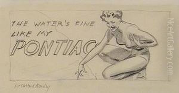 Woman Squatting At Water's Edge With Woman Speaking On Telephone. - view 1