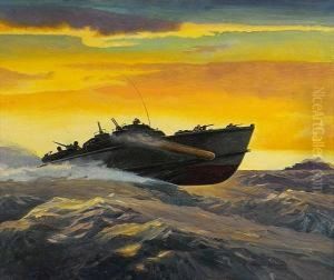 American Torpedo Boat In Rough Seas.