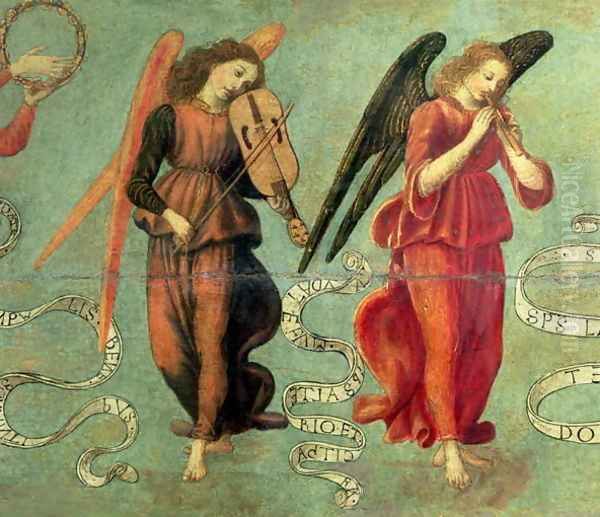 Angels playing the fiddle and pipe, c.1475-97 - view 1