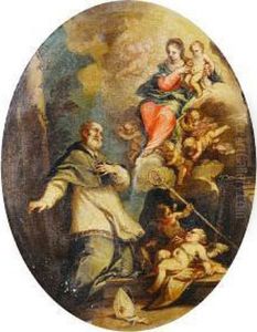 A Vision Of The Virgin And Child Before Abishop Saint