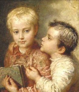 Two young boys by Karl Wilhelm Friedrich Bauerle