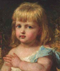 Portrait of Princess Caroline Murat, quarter-length, in a white dress with blue ribbons by Karl Wilhelm Friedrich Bauerle