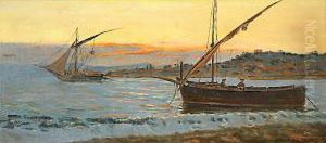 Barche Al Tramonto by Giuseppe Barison