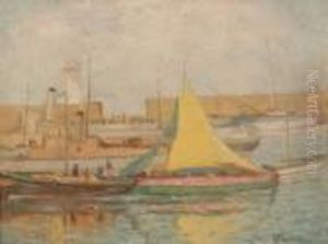 Barche In Porto A Trieste by Giuseppe Barison