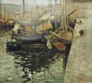 Trieste, Le Rive Con Barche Di Pescatori by Giuseppe Barison
