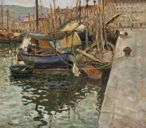 Fischerboote Im Hafen. by Giuseppe Barison