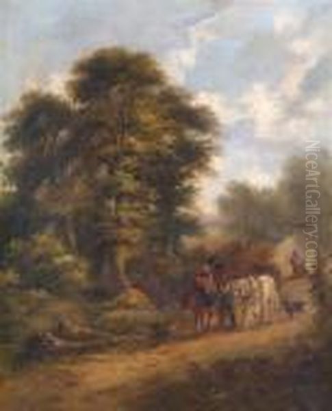 Gypsies On A Road In A Wooded Landscape - view 1