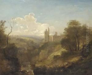 A Wooded Valley Landscape With A Castle Beyond