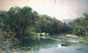 On the Dee, North Wales- Cattle Drinking by Charles Branwhite