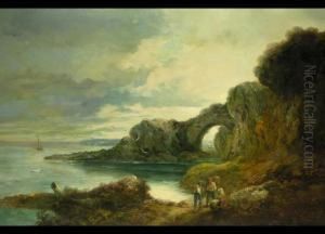 Kustenlandschaft Mit Felsiger Landzunge Und Felsenbogen by John Joseph Barker Of Bath