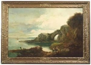 Coastal Landscape With Peasants Talking. Oil/canvas/panel, Signed Coastal Landscape With Peasants Talking. Oil/canvas/panel, Signed
