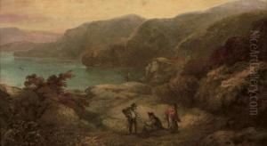 Figures On A Hillside Overlooking The Sea