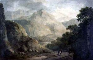 Landscape- A Rocky Stream with Wooded Banks by Charles Branwhite